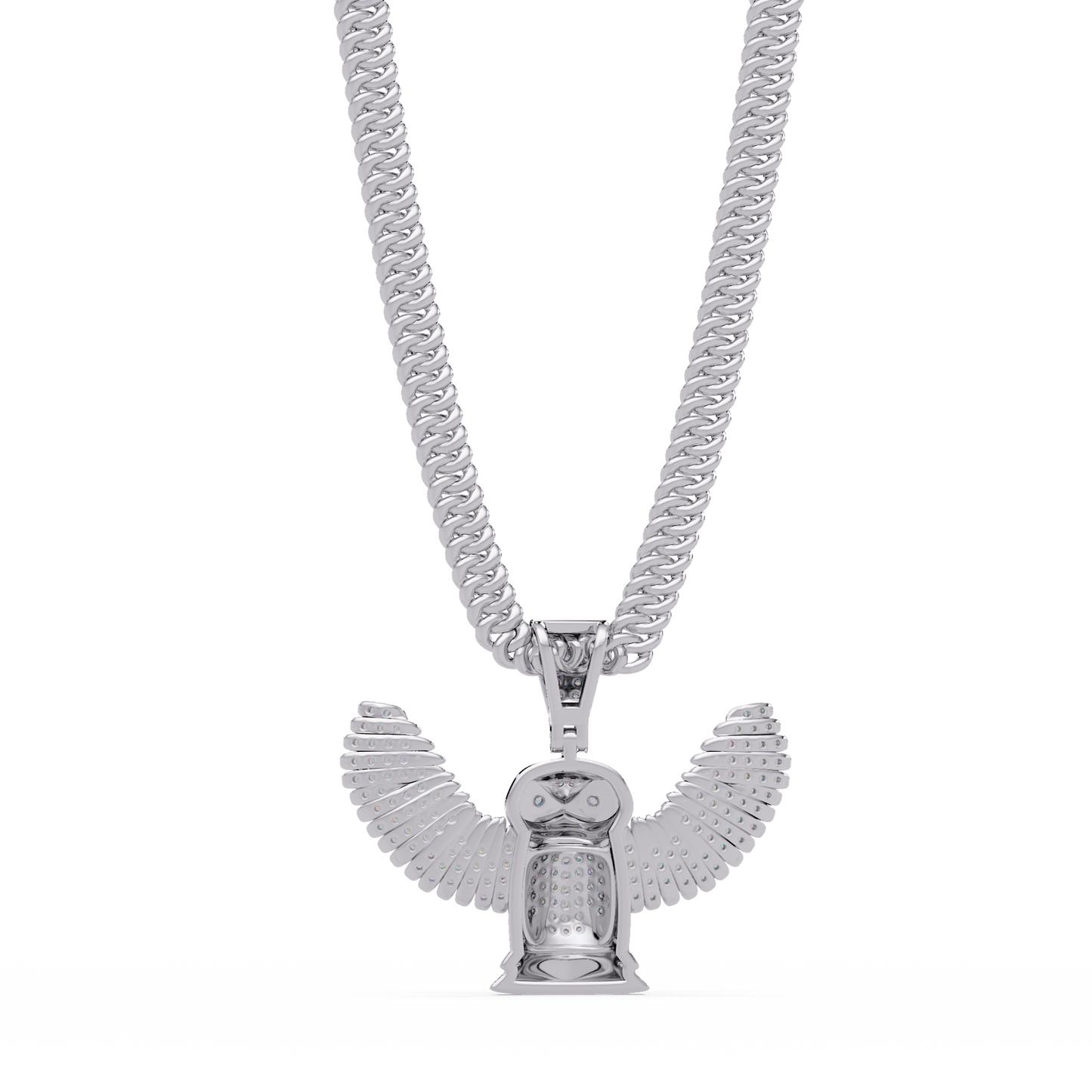Lab Grown Round Diamond Owl Wing Pendant Chain - HIGHCARAT DIAMONDS