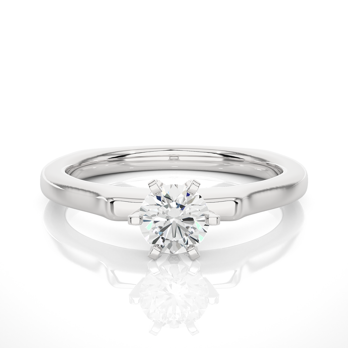 Six Claw Anniversary Ring featuring round lab grown diamond center stone
