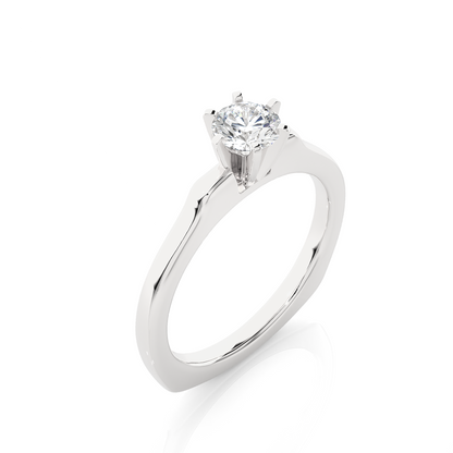 Minimal round diamond anniversary ring with classic solitaire design