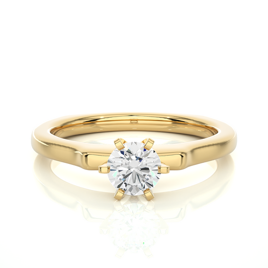 Lab Grown Round Diamond Six Claw Anniversary Ring with polished band design