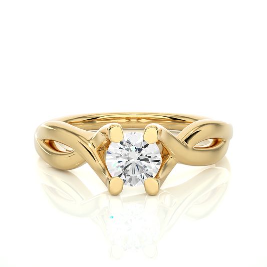 Solitaire Split Shank Ring featuring round lab grown diamond center stone