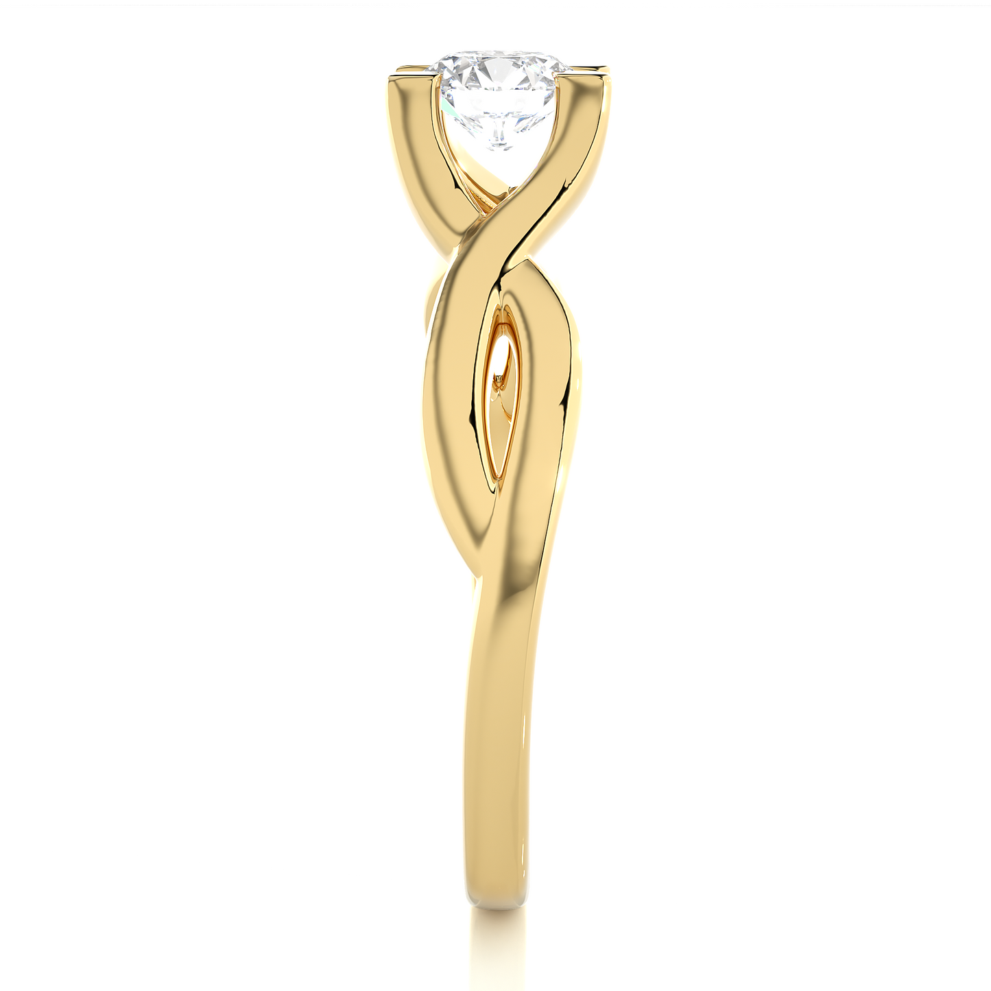 Lab Grown Round Diamond Solitaire Split Shank Ring - HIGHCARAT DIAMONDS