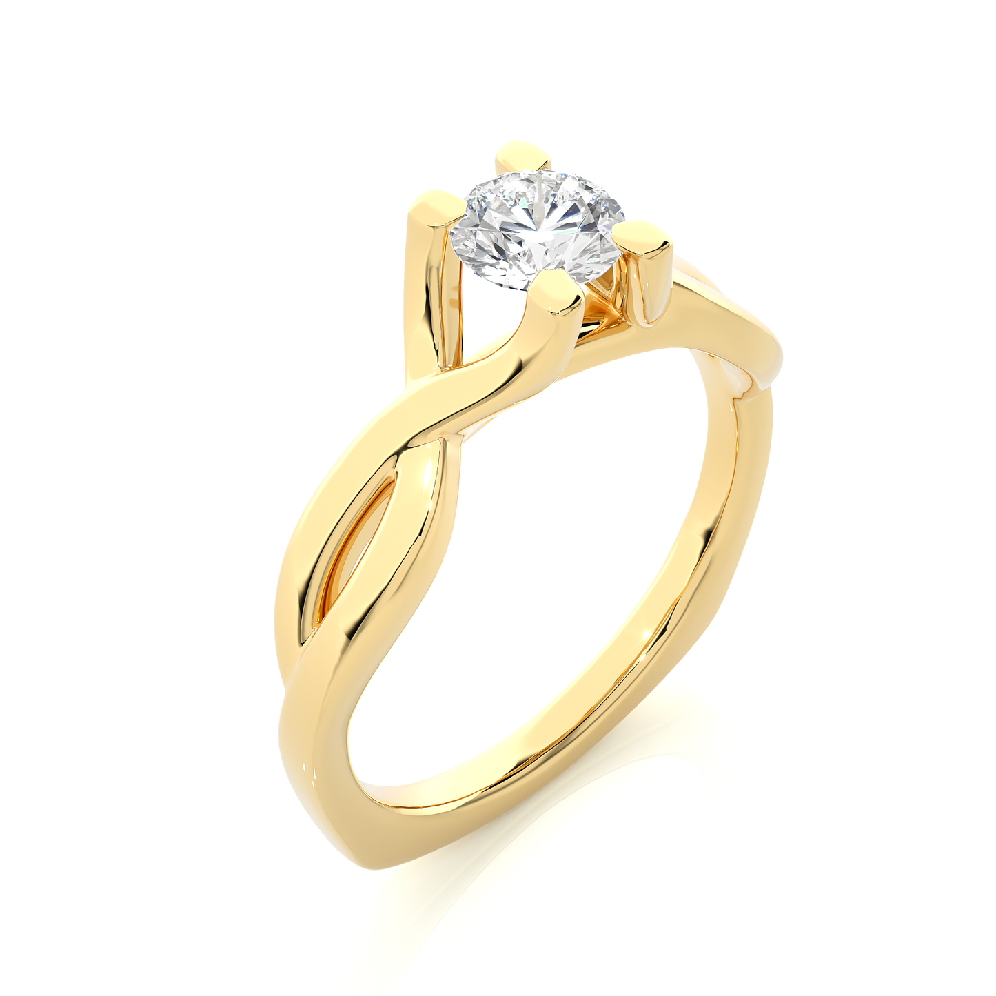 Lab Grown Round Diamond Solitaire Split Shank Ring - HIGHCARAT DIAMONDS
