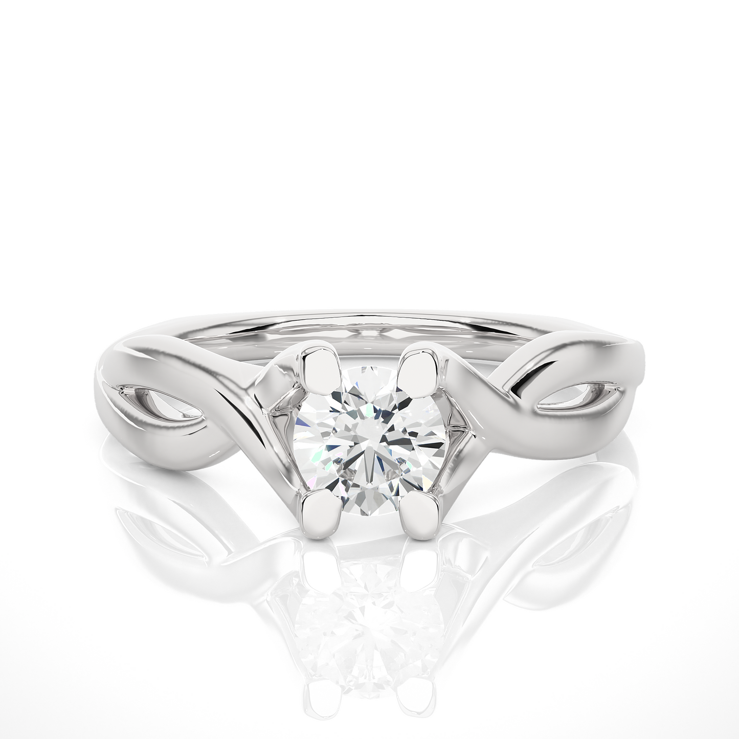 Lab Grown Round Diamond Solitaire Split Shank Ring - HIGHCARAT DIAMONDS