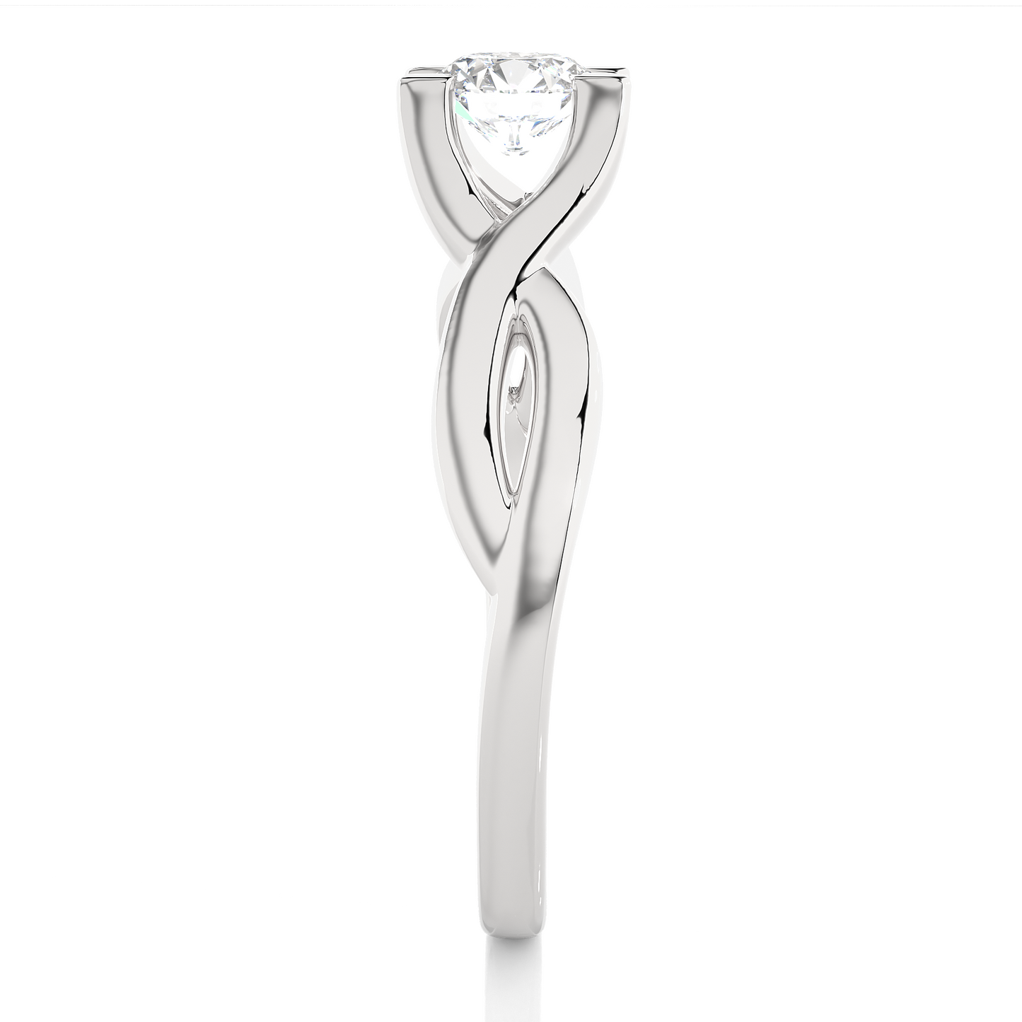 Lab Grown Round Diamond Solitaire Split Shank Ring - HIGHCARAT DIAMONDS