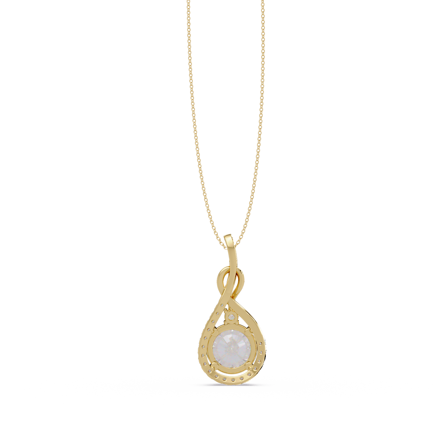 Lab Grown Round Diamond Teardrop Halo Pendant - HIGHCARAT DIAMONDS