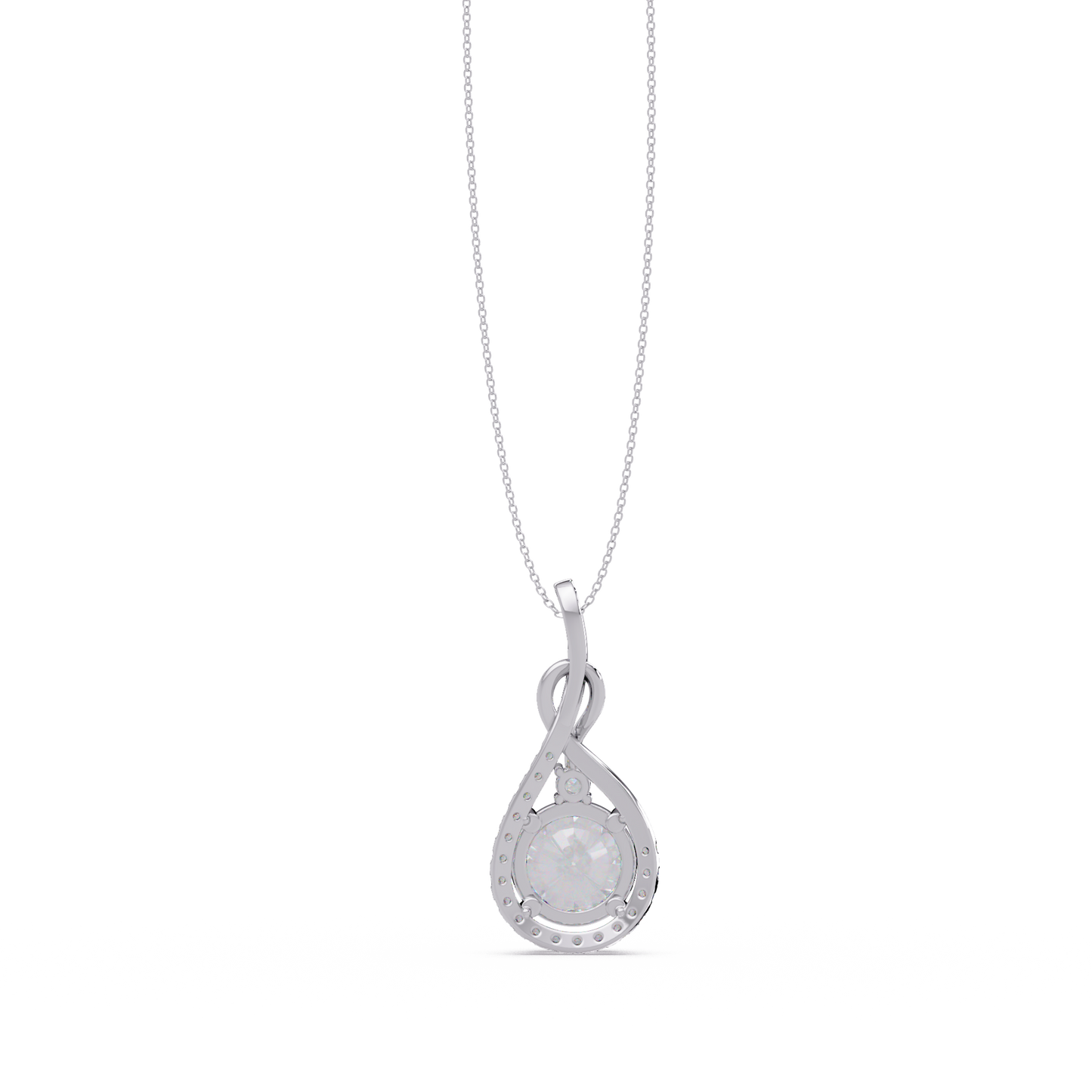 Lab Grown Round Diamond Teardrop Halo Pendant - HIGHCARAT DIAMONDS