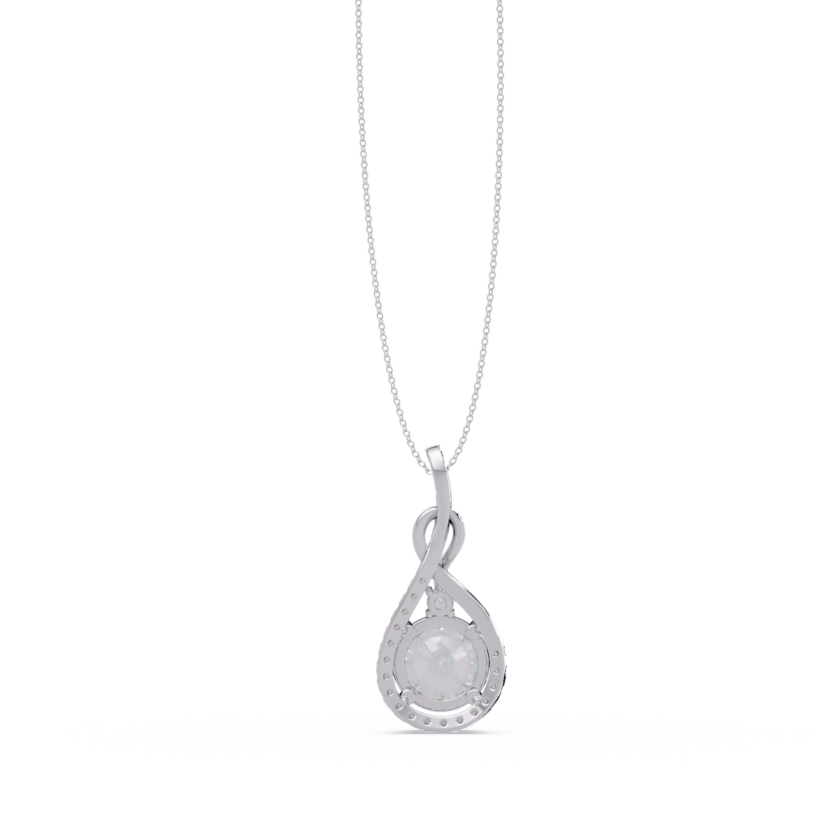 Lab Grown Round Diamond Teardrop Halo Pendant - HIGHCARAT DIAMONDS