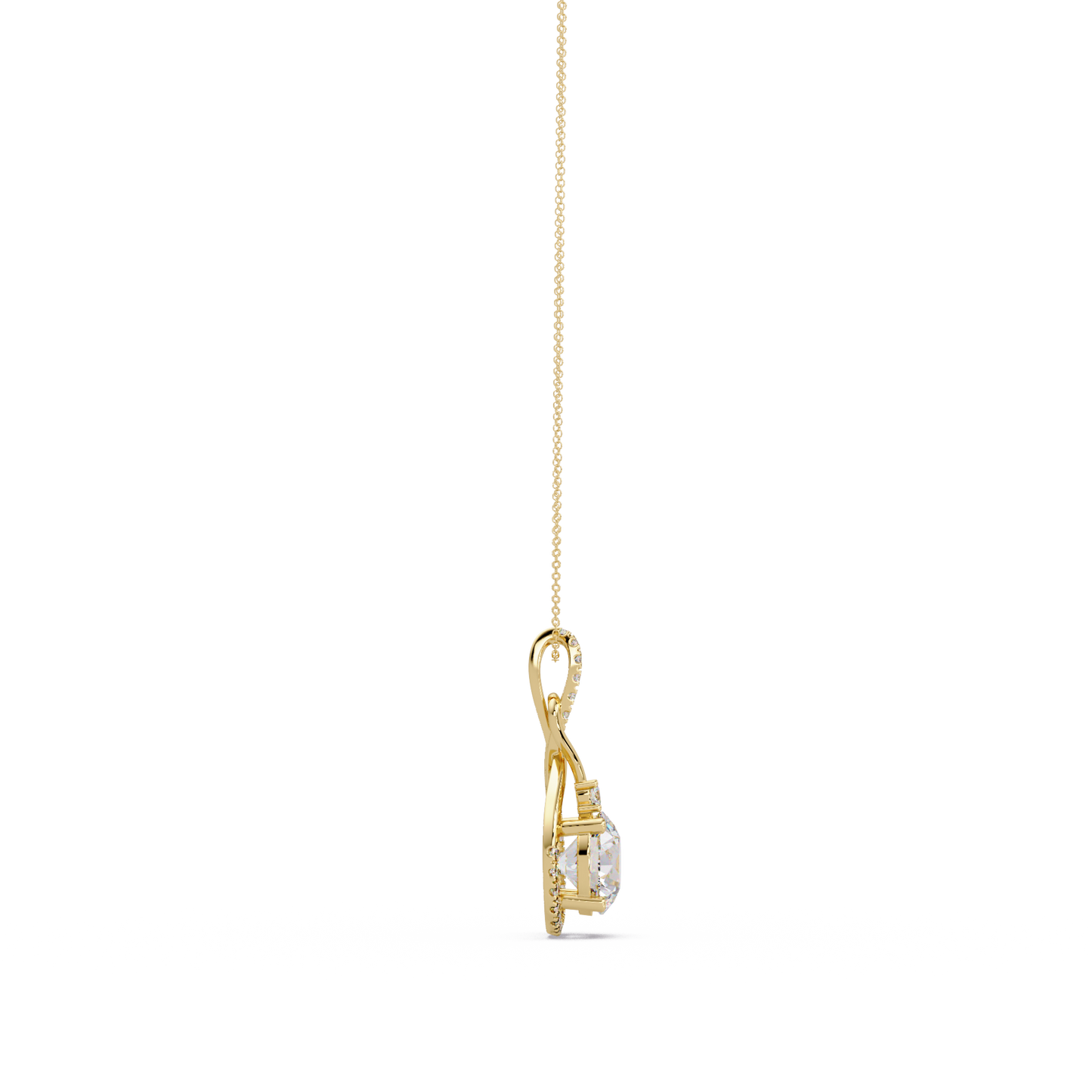 Lab Grown Round Diamond Teardrop Halo Pendant - HIGHCARAT DIAMONDS