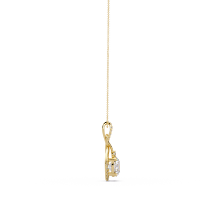 Lab Grown Round Diamond Teardrop Halo Pendant - HIGHCARAT DIAMONDS