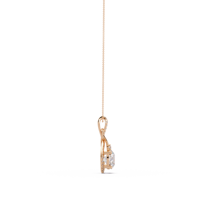 Lab Grown Round Diamond Teardrop Halo Pendant - HIGHCARAT DIAMONDS