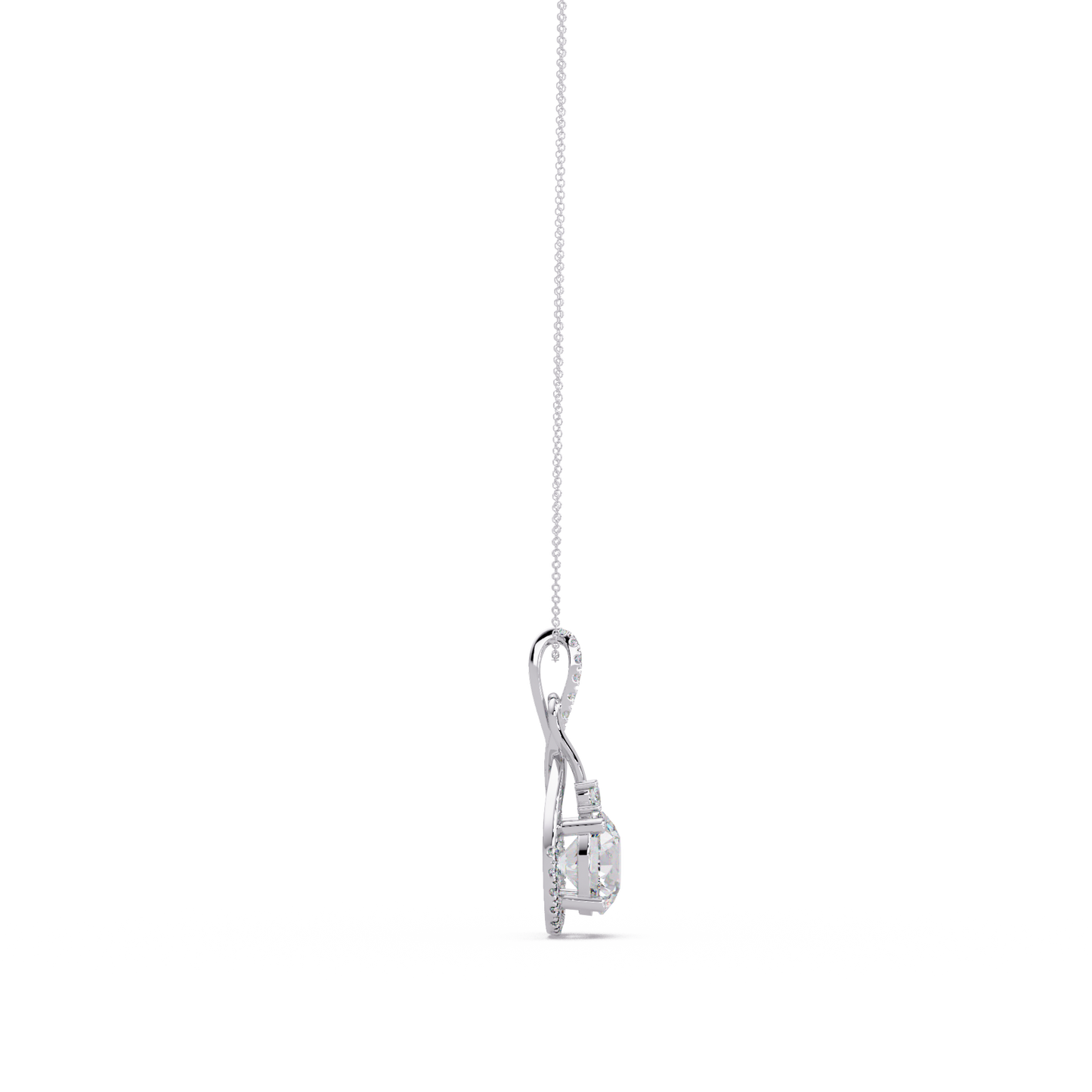 Lab Grown Round Diamond Teardrop Halo Pendant - HIGHCARAT DIAMONDS