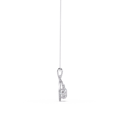 Lab Grown Round Diamond Teardrop Halo Pendant - HIGHCARAT DIAMONDS