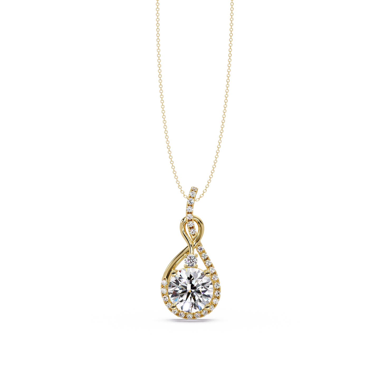 Lab Grown Round Diamond Teardrop Halo Pendant - HIGHCARAT DIAMONDS