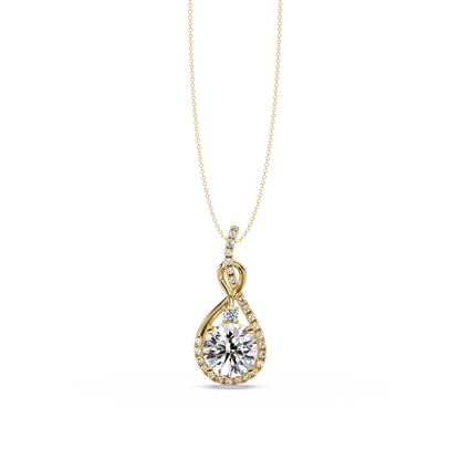 Lab Grown Round Diamond Teardrop Halo Pendant - HIGHCARAT DIAMONDS