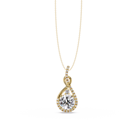 Lab Grown Round Diamond Teardrop Halo Pendant - HIGHCARAT DIAMONDS