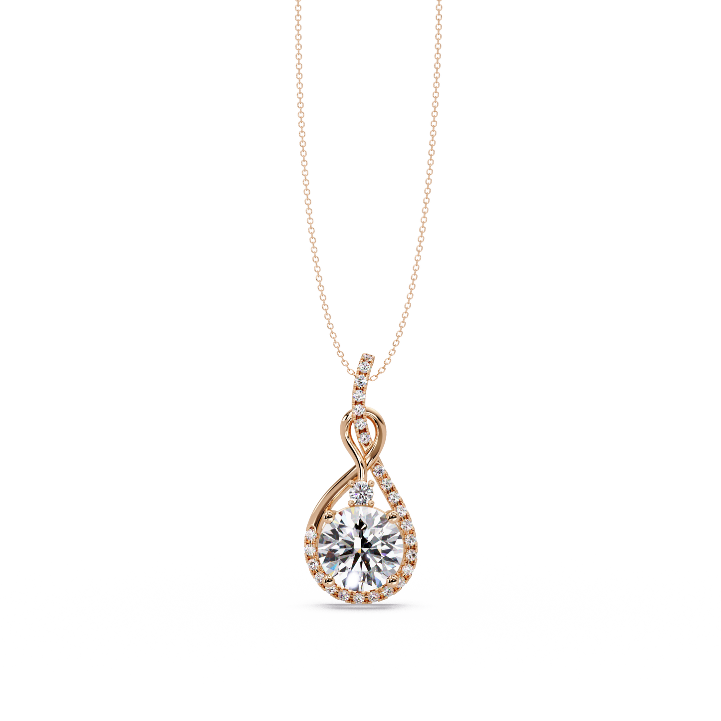 Lab Grown Round Diamond Teardrop Halo Pendant - HIGHCARAT DIAMONDS