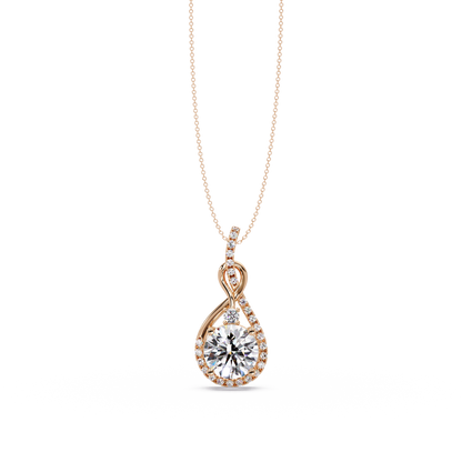 Lab Grown Round Diamond Teardrop Halo Pendant - HIGHCARAT DIAMONDS