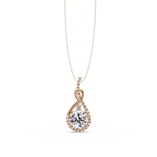 Lab Grown Round Diamond Teardrop Halo Pendant - HIGHCARAT DIAMONDS