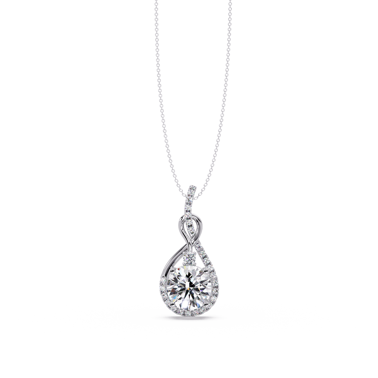 Lab Grown Round Diamond Teardrop Halo Pendant - HIGHCARAT DIAMONDS