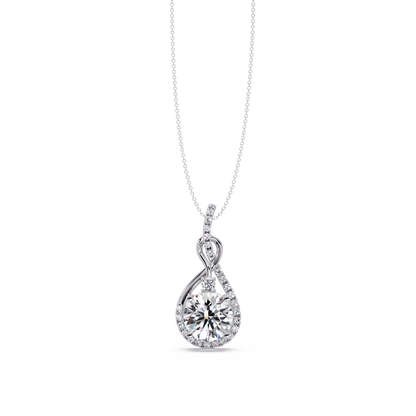 Lab Grown Round Diamond Teardrop Halo Pendant - HIGHCARAT DIAMONDS