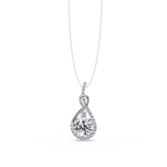 Lab Grown Round Diamond Teardrop Halo Pendant - HIGHCARAT DIAMONDS