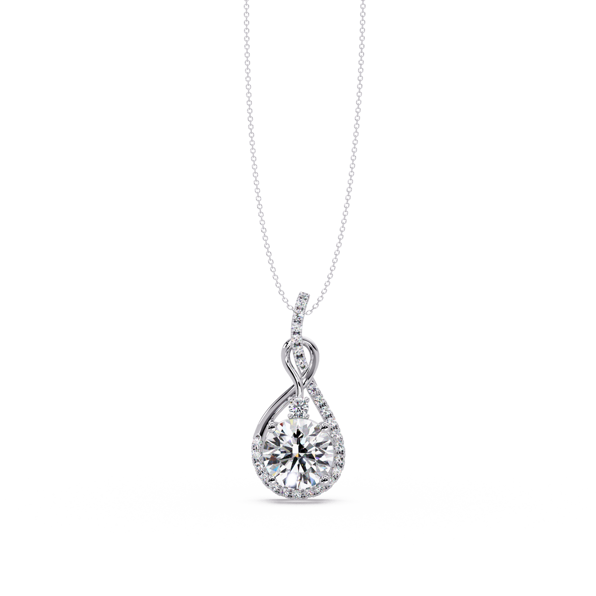 Lab Grown Round Diamond Teardrop Halo Pendant - HIGHCARAT DIAMONDS