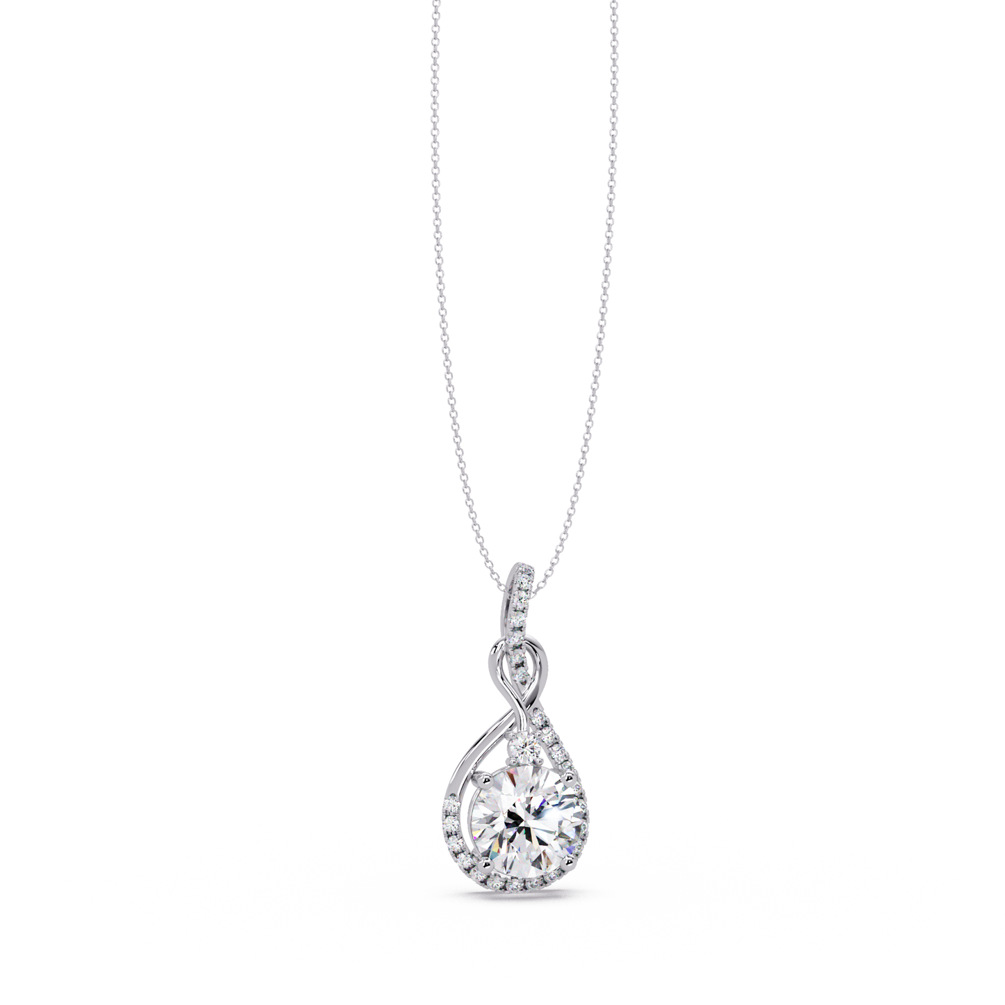 Lab Grown Round Diamond Teardrop Halo Pendant - HIGHCARAT DIAMONDS