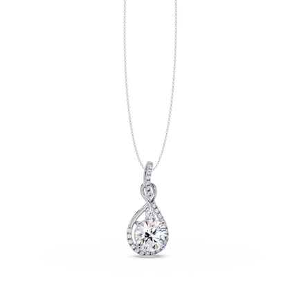 Lab Grown Round Diamond Teardrop Halo Pendant - HIGHCARAT DIAMONDS