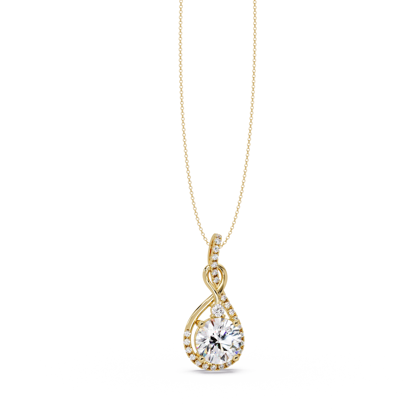 Lab Grown Round Diamond Teardrop Halo Pendant - HIGHCARAT DIAMONDS