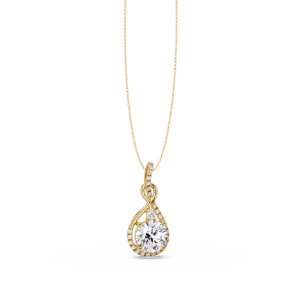 Lab Grown Round Diamond Teardrop Halo Pendant - HIGHCARAT DIAMONDS