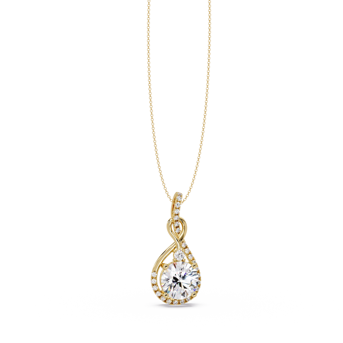 Lab Grown Round Diamond Teardrop Halo Pendant - HIGHCARAT DIAMONDS