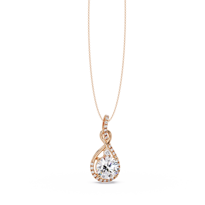 Lab Grown Round Diamond Teardrop Halo Pendant - HIGHCARAT DIAMONDS