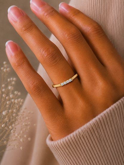 Lab Or Natural Diamond Shaped Round Diamond Band Ring In 14K Solid Gold Gift For Her - HIGHCARAT DIAMONDS