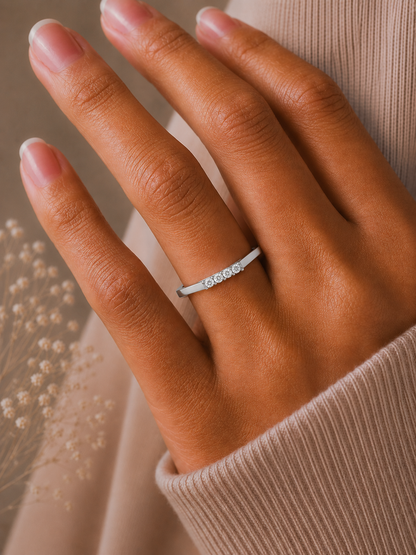 Lab Or Natural Diamond Shaped Round Diamond Band Ring In 14K Solid Gold Gift For Her - HIGHCARAT DIAMONDS
