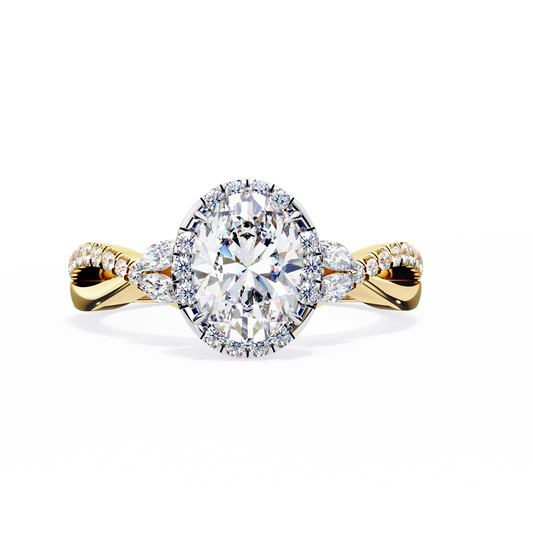 Lab grown Oval cut Diamond Vintage Ring - HIGHCARAT DIAMONDS