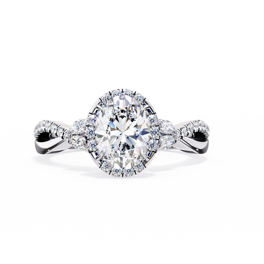 Lab grown Oval cut Diamond Vintage Ring - HIGHCARAT DIAMONDS