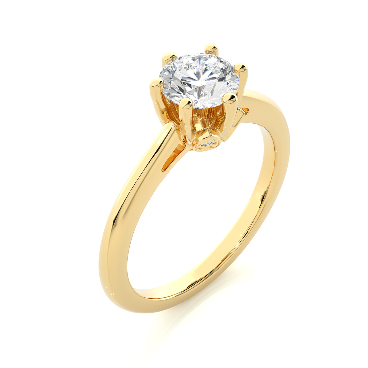 Round shape diamond ring with solitaire center stone design