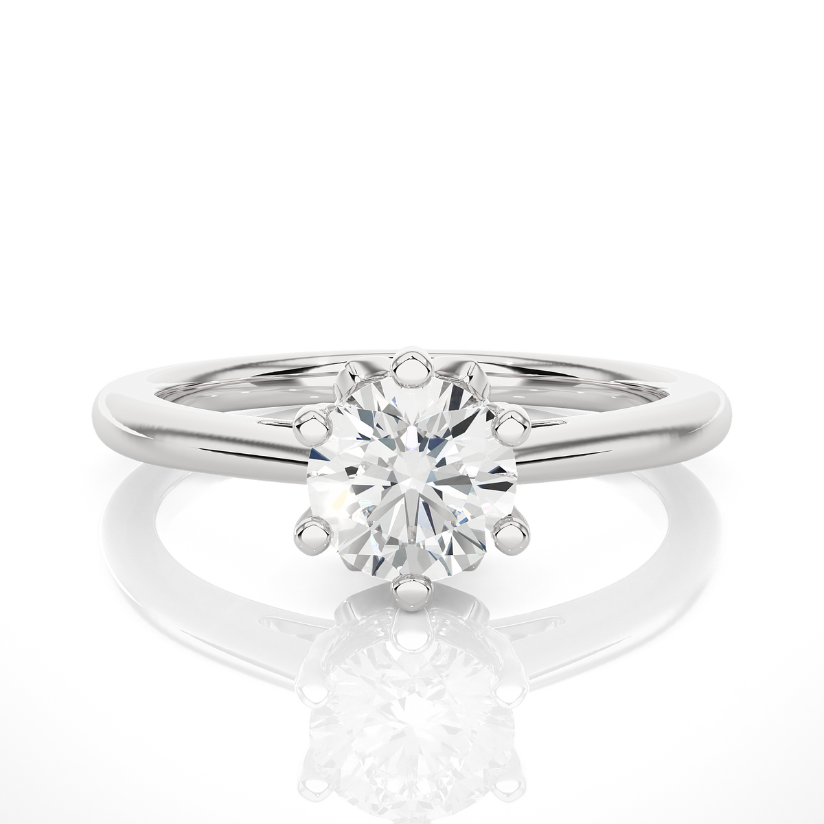 Round Cut Lab Diamond Ring featuring a classic engagement setting