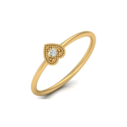 Close up of round cut solitaire proposal ring with refined setting details