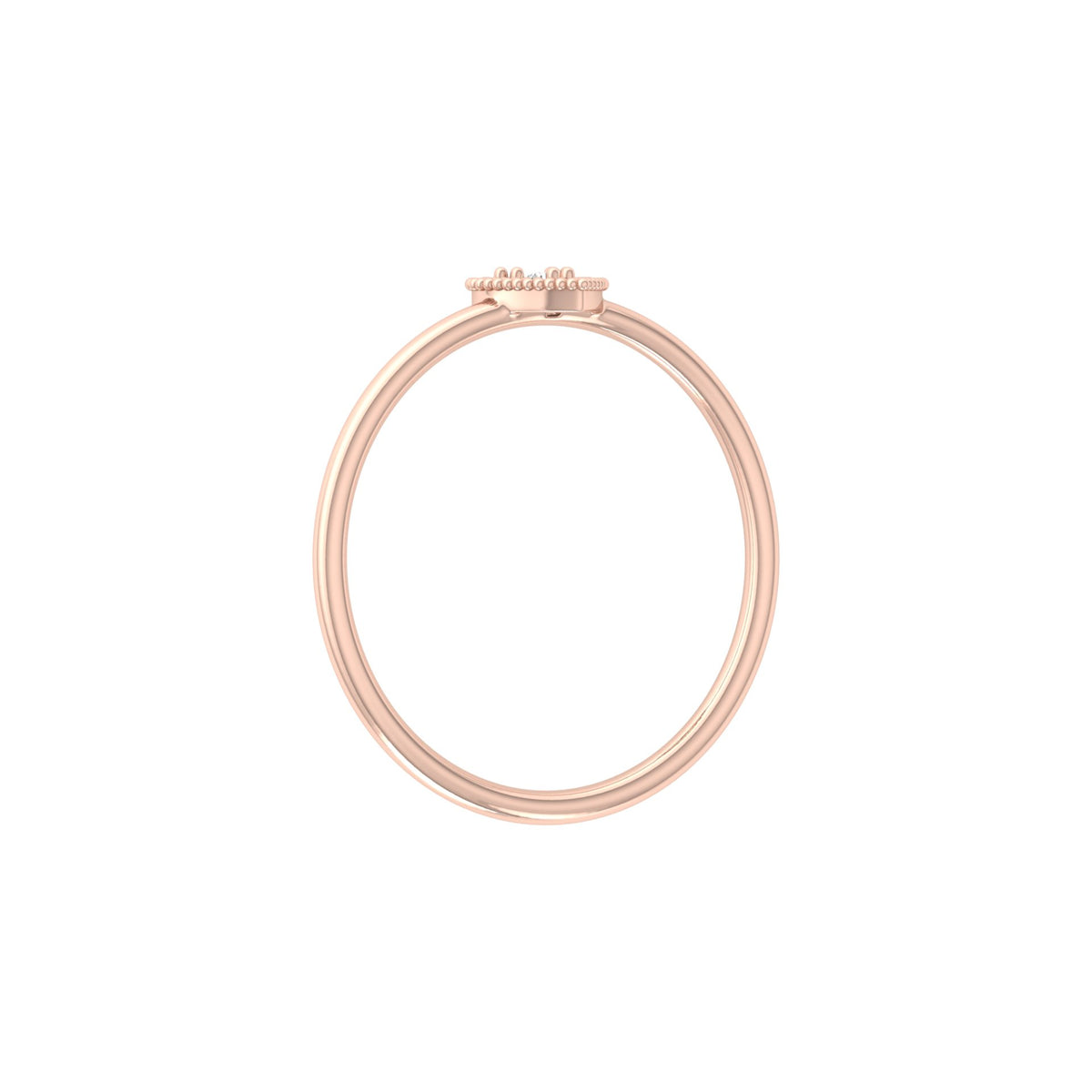 Side profile of round cut lab diamond proposal ring with raised setting