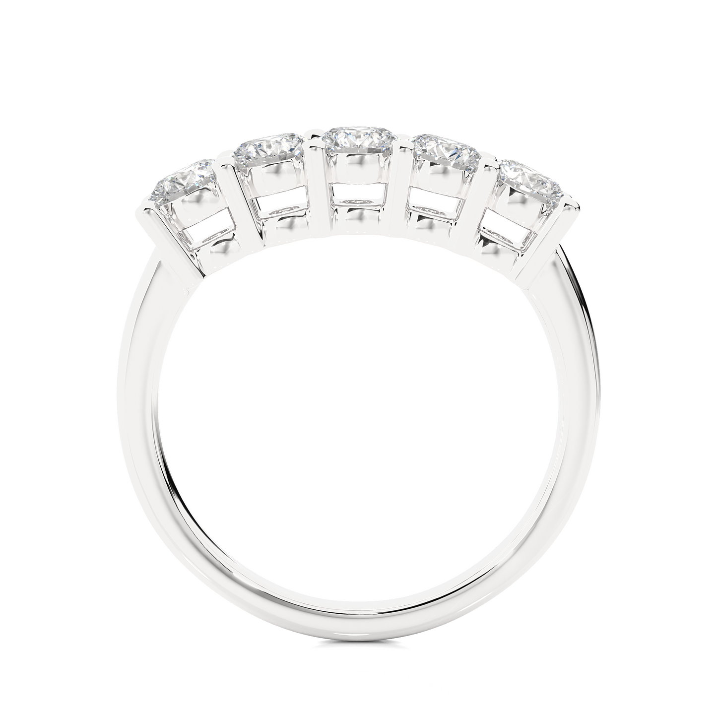 Labgrown 0.52 CT Round Cut Diamond Band Half Eternity Engagement Band For Her - HIGHCARAT DIAMONDS