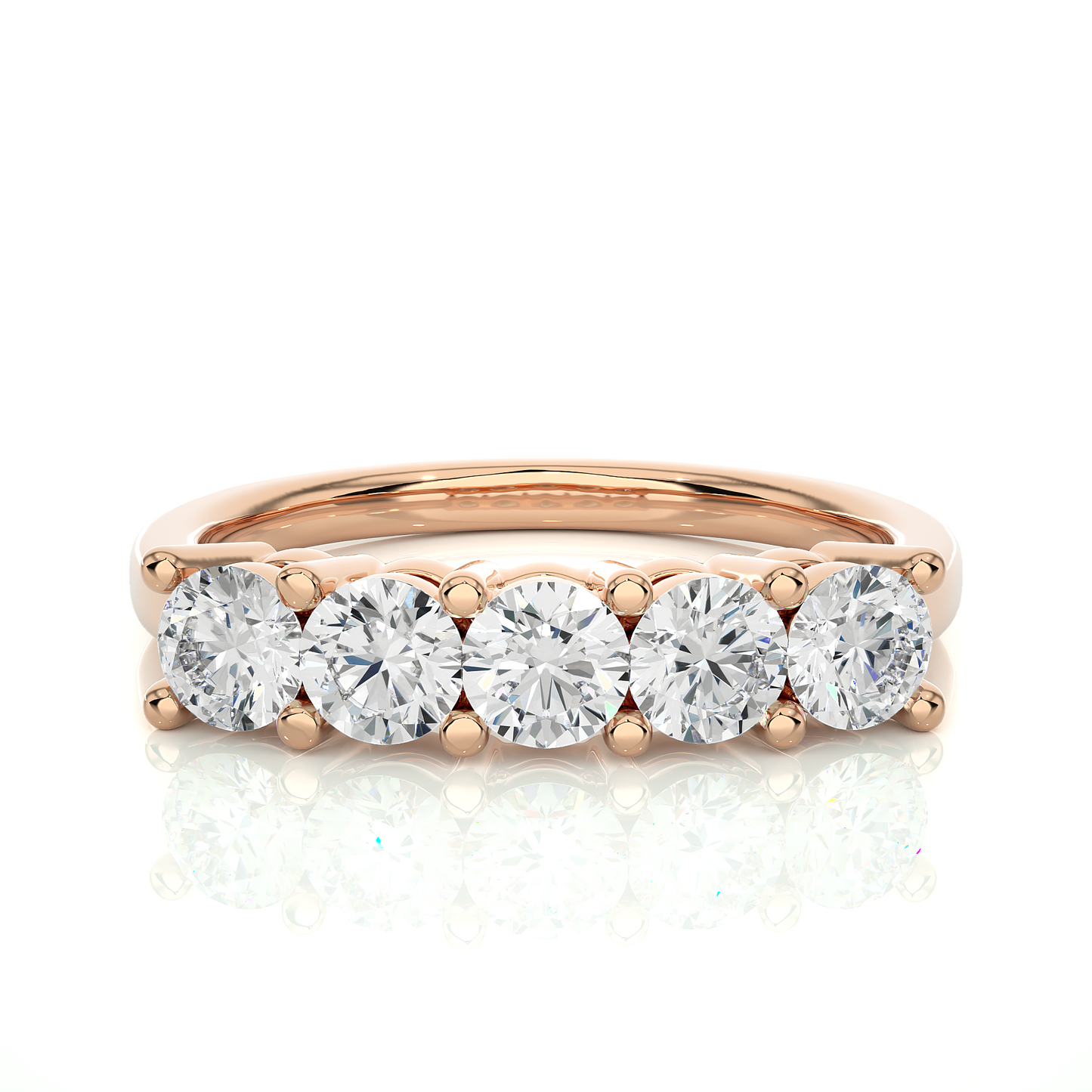 Labgrown 0.52 CT Round Cut Diamond Band Half Eternity Engagement Band For Her - HIGHCARAT DIAMONDS