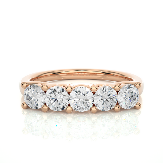 Labgrown 0.52 CT Round Cut Diamond Band Half Eternity Engagement Band For Her - HIGHCARAT DIAMONDS