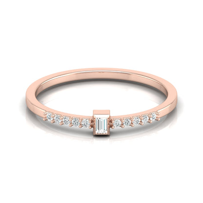 Labgrown Baguette Diamond Ring With Round Side Stones Sparkle In 14K Solid Gold