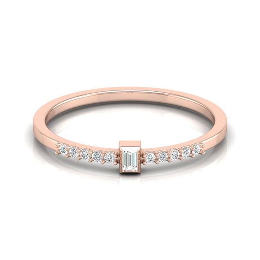 Labgrown Baguette Diamond Ring With Round Side Stones Sparkle In 14K Solid Gold - HIGHCARAT DIAMONDS