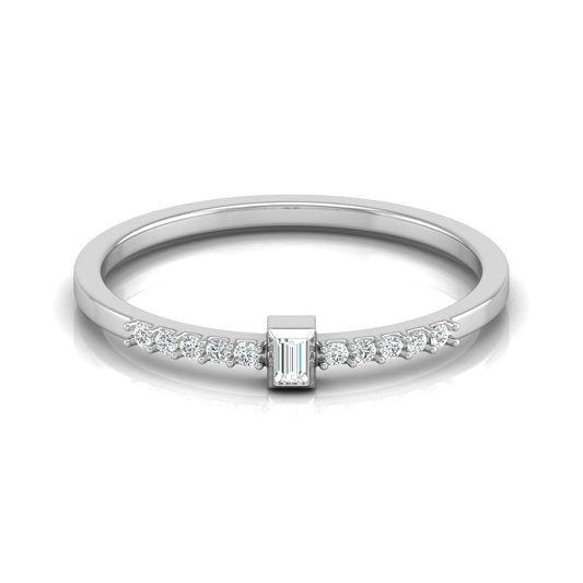 Labgrown Baguette Diamond Ring With Round Side Stones Sparkle In 14K Solid Gold - HIGHCARAT DIAMONDS