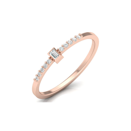 Labgrown Baguette Diamond Ring With Round Side Stones Sparkle In 14K Solid Gold