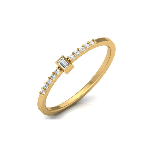 Labgrown Baguette Diamond Ring With Round Side Stones Sparkle In 14K Solid Gold - HIGHCARAT DIAMONDS