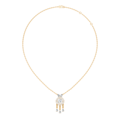 Labgrown Diamond Accent Halo Pendant Necklace With Round Cut in 14k Gold Teardrop Design